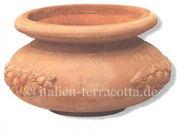 Verzierter, bauchiger Terracottatopf - Vaso Artistico Festonato